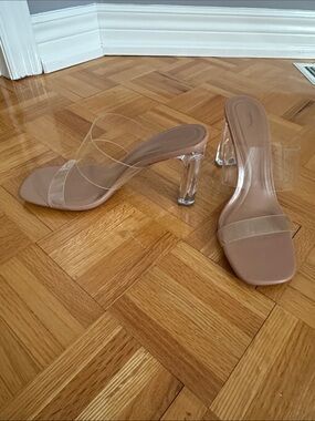 Zara Nude Clear Strap Heeled Sandals